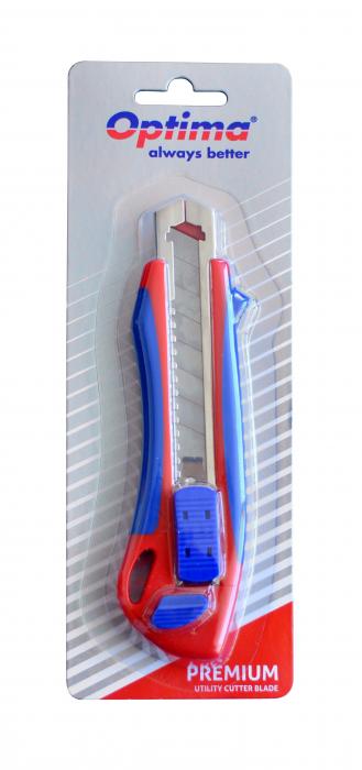 Cutter premium Optima, lama 18mm + 2 rezerve SK5, auto-incarcare, sina metalica, ABS cu rubber grip [4]