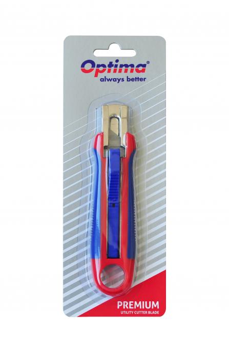 Cutter premium Optima, lama trapezoidala SK5, auto-retractabil, sina metalica, ABS cu rubber grip [3]