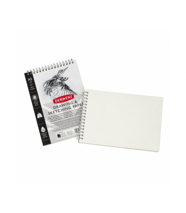 Caiet pentru schite si desen DERWENT Professional, A5, coperti rigide, spirala metalica, 30 coli - 165g/mp, hartie alba [3]