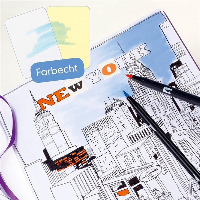 Caiet pentru schite Leuchtturm1917, A6, coperti rigide, violet, cu elastic, 48 coli - 180g/mp, hartie alba [3]