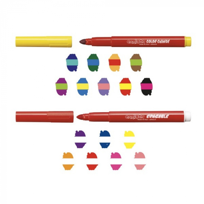 Carioca erasable, varf gros - 6mm, 9+9+2/cutie, CARIOCA Magic Color Change [2]