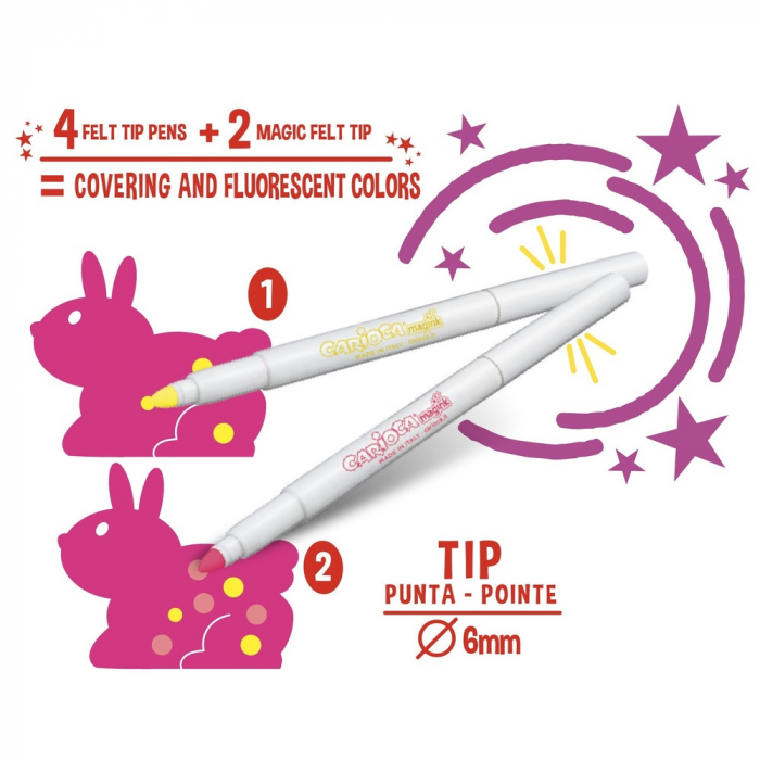 Carioca, varf gros - 6mm, 4 culori+2 magic marker/cutie, CARIOCA Magic Color Up [2]