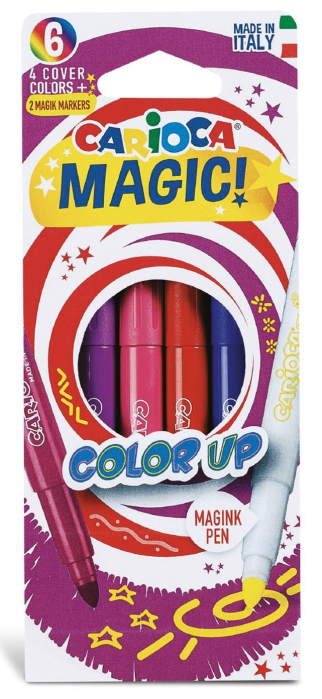 Carioca, varf gros - 6mm, 4 culori+2 magic marker/cutie, CARIOCA Magic Color Up [1]