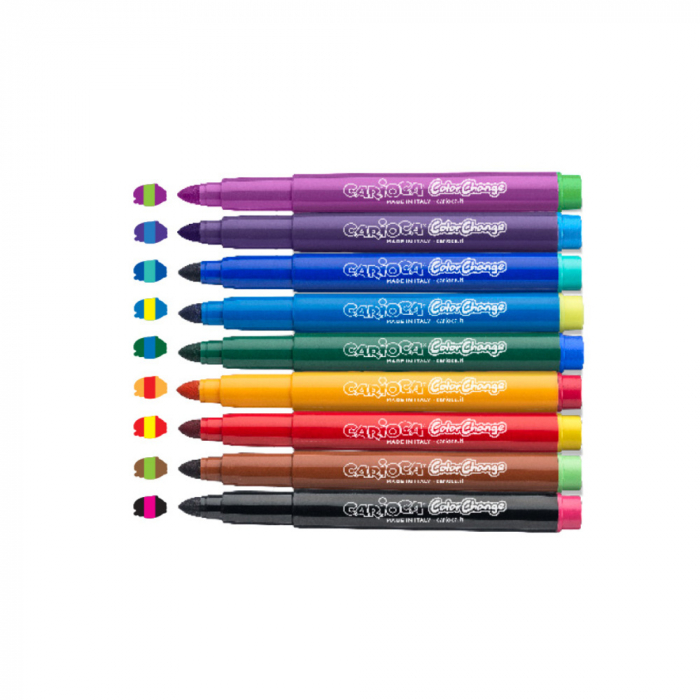 Carioca, varf gros - 6mm, 9 culori+1 magic marker/cutie, CARIOCA Color Change [2]