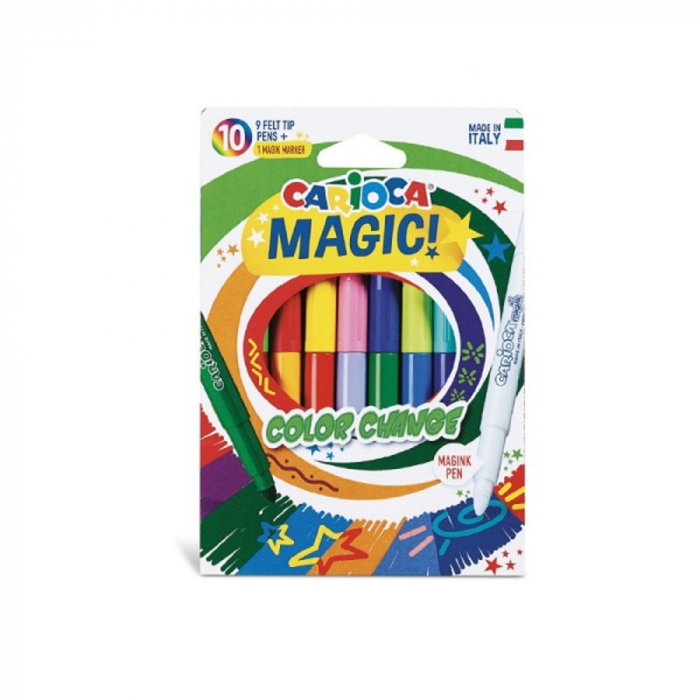 Carioca, varf gros - 6mm, 9 culori+1 magic marker/cutie, CARIOCA Color Change [1]
