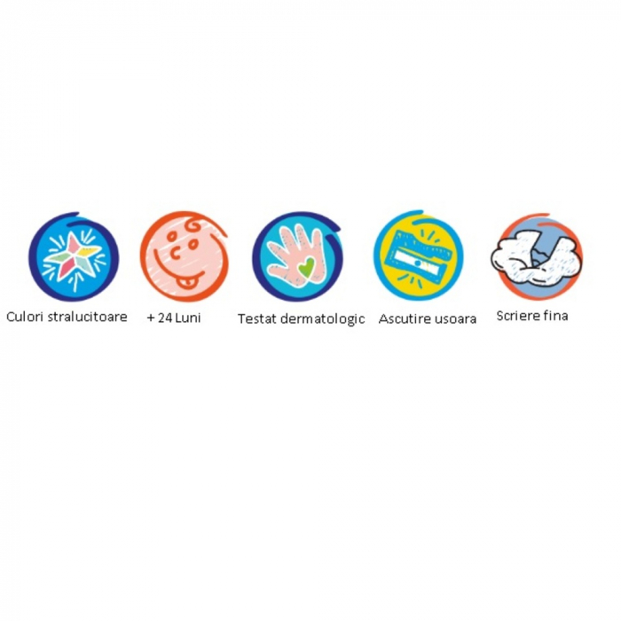Creioane cerate, rotunde, solubile in apa, 8 culori/cutie, CARIOCA Baby Wild Crayons 2+ [4]