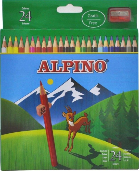 Creioane colorate, cutie carton, 24 culori/set, ALPINO [1]