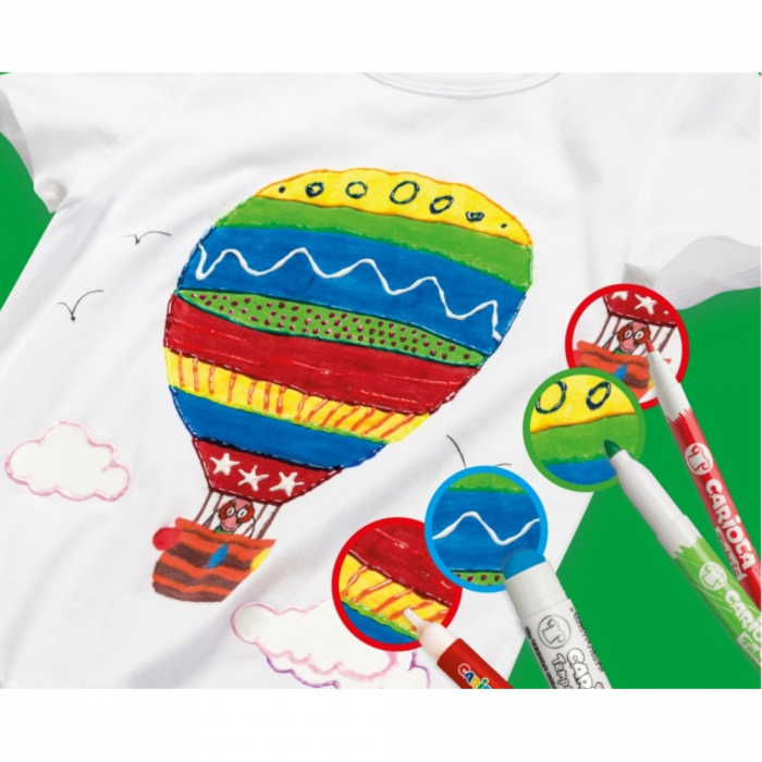 Creioane tempera, pentru textile, rezistente la spalat, 10 culori/cutie, CARIOCA Temperello Fabric [3]