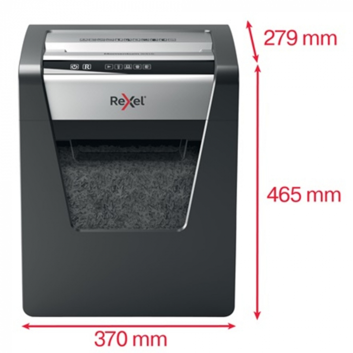 Distrugator documente manual REXEL MOMENTUM X415, P4, cross-cut (confeti), 15 coli, cos 23l, negru [5]