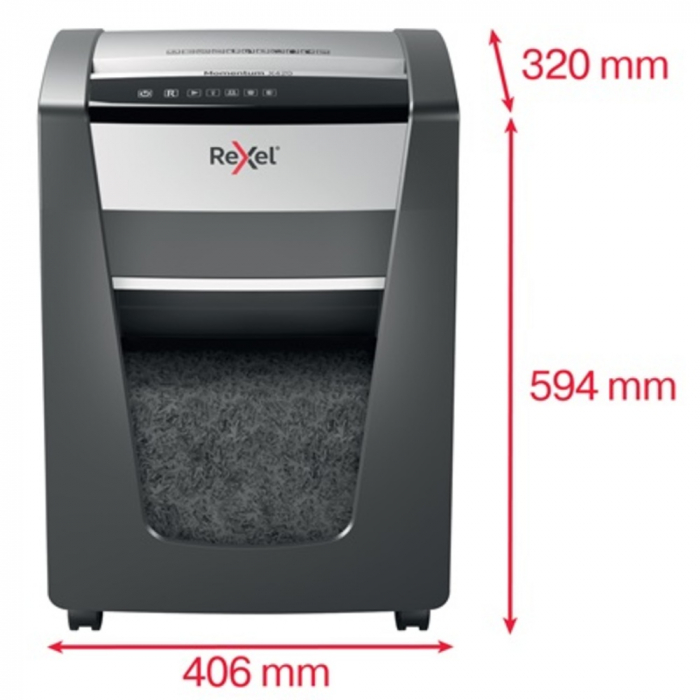 Distrugator documente manual REXEL MOMENTUM X420, P4, cross-cut (confeti), 20 coli, cos 30l, negru [5]