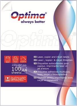 Etichete albe autoadezive   8/A4, 99,1 x 67,7 mm, 100 coli/top, Optima - colturi rotunjite [1]