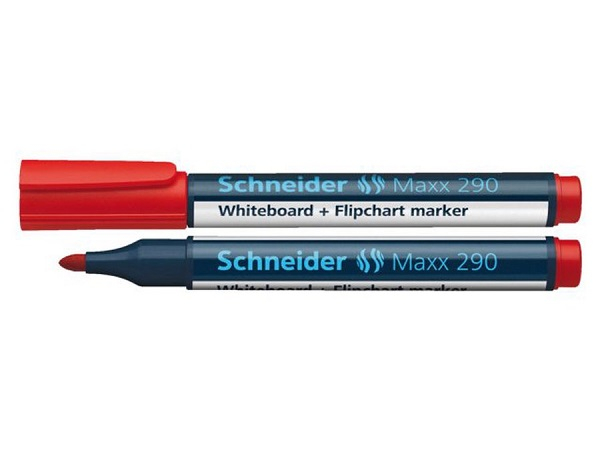 Marker SCHNEIDER Maxx 290, pentru tabla de scris+flipchart, varf rotund 2-3mm - rosu [1]