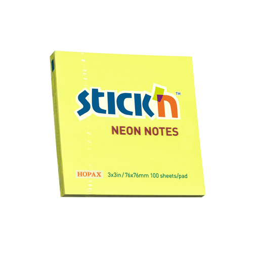 Notes autoadeziv 76 x 76 mm, 100 file, Stick"n - galben neon [1]