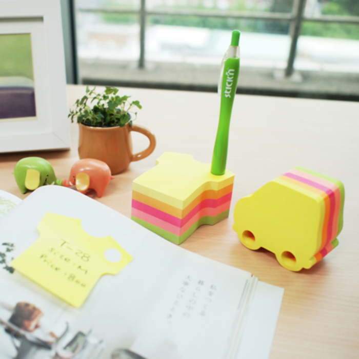 Notes autoadeziv Die-Cut - masina, 70 x 70 mm, 400 file, Stick"n - 5 culori fluorescente [3]