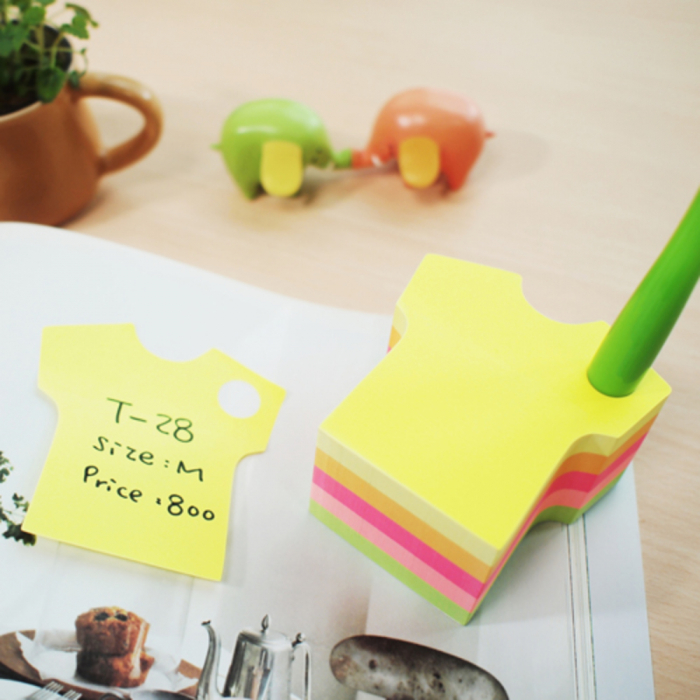 Notes autoadeziv Die-Cut - tricou, 70 x 70 mm, 400 file, Stick"n - 5 culori fluorescente [2]