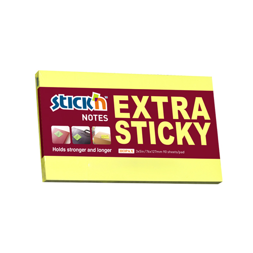 Notes autoadeziv extra-sticky 76 x 127mm, 90 file, Stick"n - galben neon [1]