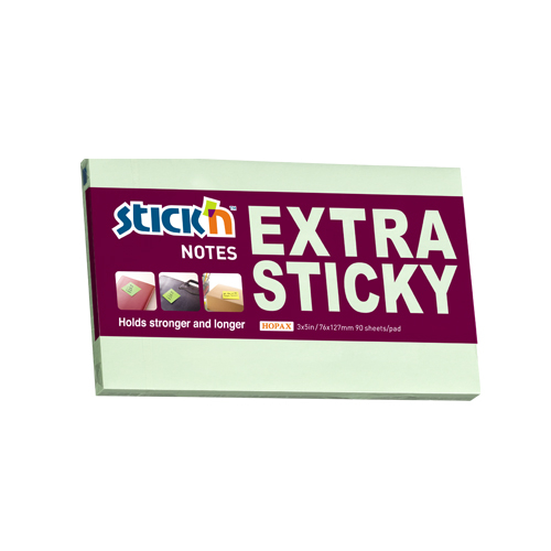 Notes autoadeziv extra-sticky 76 x 127mm, 90 file, Stick"n - verde pastel [1]