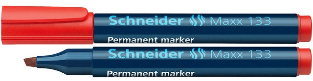 Permanent marker SCHNEIDER Maxx 133, varf tesit 1+4mm - rosu [1]