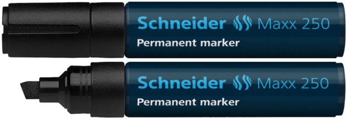 Permanent marker SCHNEIDER Maxx 250, varf tesit 2+7mm - negru [1]