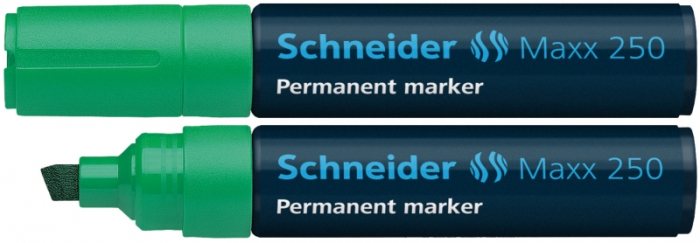Permanent marker SCHNEIDER Maxx 250, varf tesit 2+7mm - verde [1]