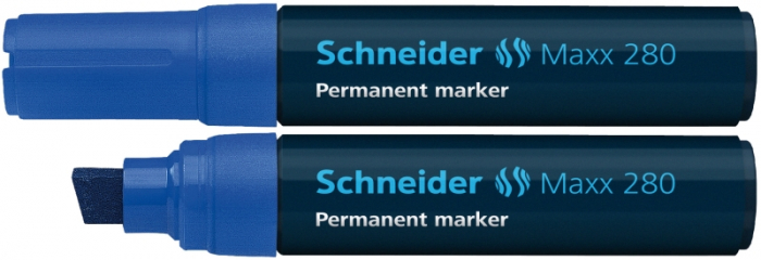 Permanent marker SCHNEIDER Maxx 280, varf tesit 4+12mm - albastru [1]