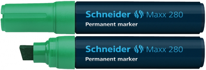 Permanent marker SCHNEIDER Maxx 280, varf tesit 4+12mm - verde [1]