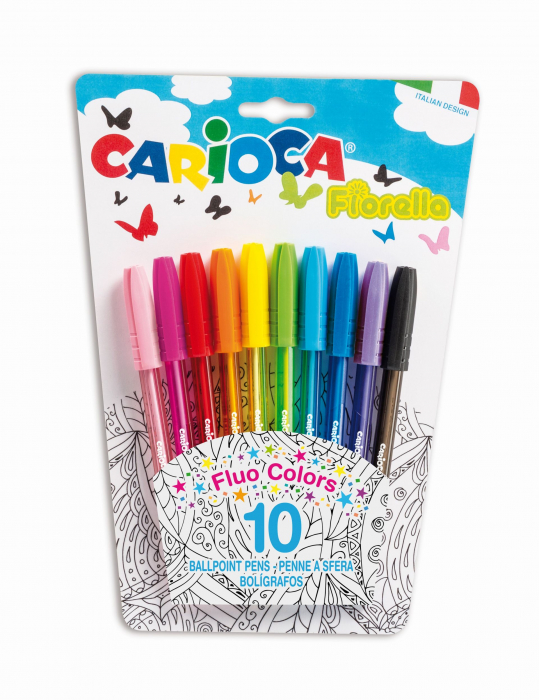 Pix cu cerneala fluorescenta, 10 buc/blister, CARIOCA Fiorella [1]