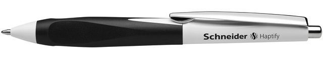 Pix SCHNEIDER Haptify, rubber grip, clema metalica, corp alb/negru - scriere albastra [1]