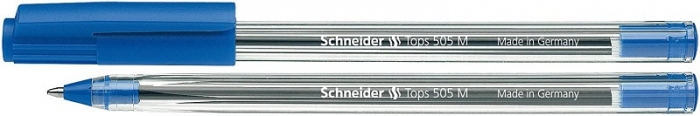 Pix SCHNEIDER Tops 505M, unica folosinta, varf mediu, corp transparent - scriere albastra [1]