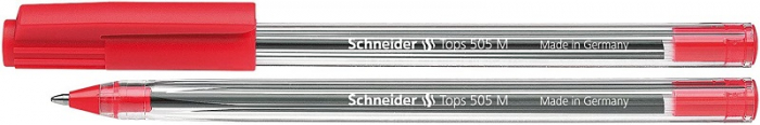 Pix SCHNEIDER Tops 505M, unica folosinta, varf mediu, corp transparent - scriere rosie [1]