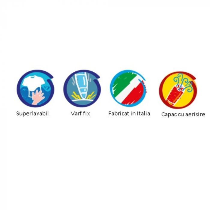 Set 12 markere lavabile, cu 12 stampile diverse forme, cutie carton, CARIOCA Stamperello [4]
