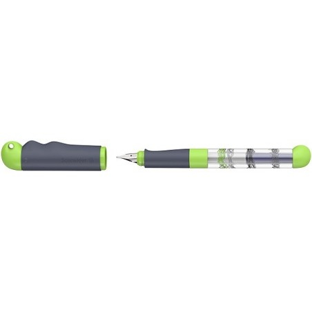 Stilou SCHNEIDER Base Kid (tip A - incepator) - corp gri/verde cu decor [2]