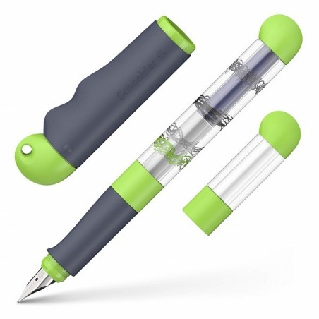 Stilou SCHNEIDER Base Kid (tip L - stangaci) - corp gri/verde cu decor [1]