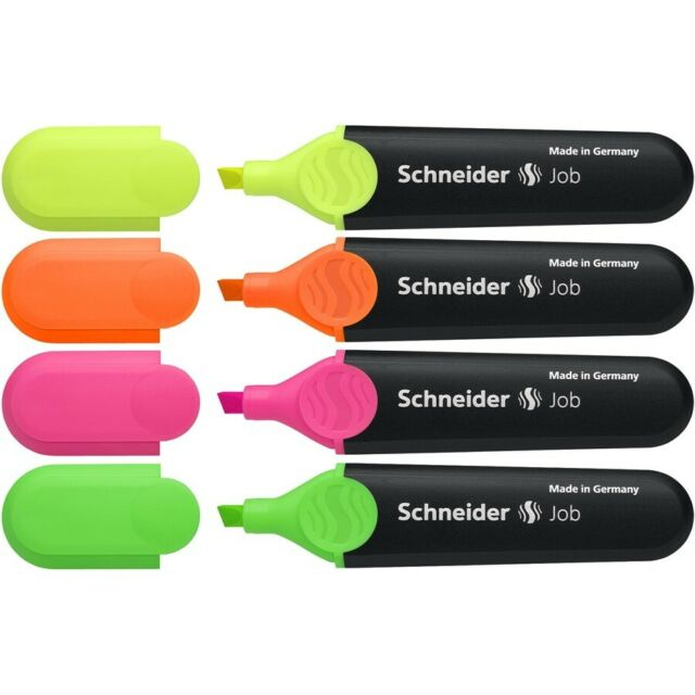 Textmarker SCHNEIDER Job, varf lat, 4 culori/set - (G, O, V, R) [2]