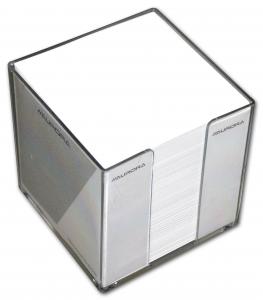 Notesuri autoadezive, cuburi din hartie - Cub hartie alba 9x9x9cm, cu suport plastic, AURORA