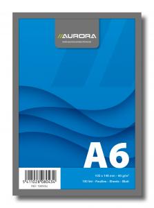 Produse din hartie - Blocnotes capsat, A6, 100 file - 60g/mp, microperforatii, AURORA Office - velin