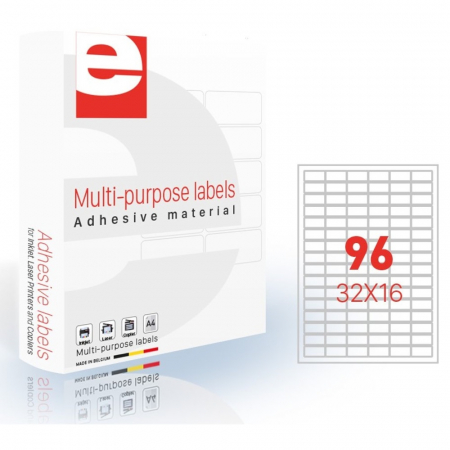 Etichete autoadezive - Etichete autoadezive 96/A4, 32 x 16 mm, 100 coli/top - colturi rotunjite, ETILASCOP - albe
