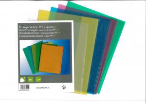 Caiete - Coperta PP - 120 microni, pentru caiet A5, 5 buc/set, AURORA - transparent color asortate