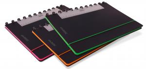 Caiete - Caiet A4, 72 file - 90g/mp, coperta PP neagra, cu elastic, margine color, AURORA Adoc Edge - matemat