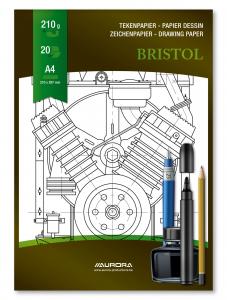 Bloc desen A4, 20 file - 210g/mp, pentru schite creion/marker, AURORA Bristol [2]