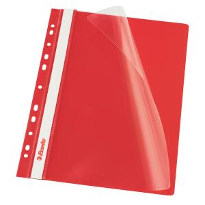 Dosare din plastic - Dosar PP, cu sina si multiperforatii, ESSELTE Vivida, A4, 10 buc/set - rosu