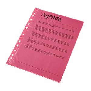 Folii simple pentru protectie documente - Folie protectie ESSELTE, A4, cristal, 55 mic, 10folii/set - rosu