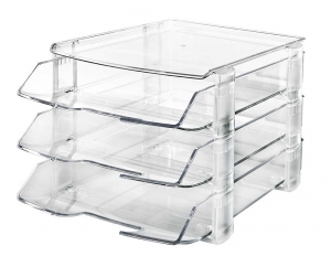 Tavite documente - Set 3 tavi documente + 1 suport telefon fix, cu distantiere, HAN Wave - transparent cristal