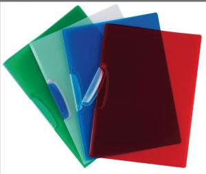 Dosare din plastic - Dosar din plastic cu clema pivotanta, Q-Connect - rosu transparent