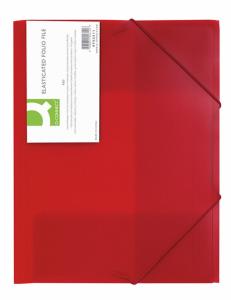 Mape din plastic - Mapa plastic cu elastic pe colturi, 400 microni, Q-Connect - rosu transparent