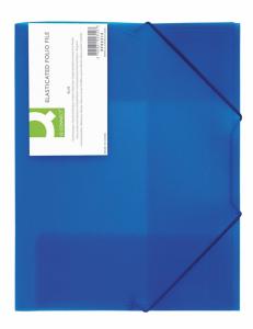 Mape din plastic - Mapa plastic cu elastic pe colturi, 400 microni, Q-Connect - albastru transparent