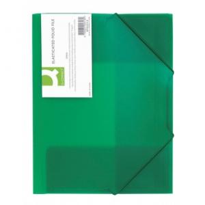 Mape din plastic - Mapa plastic cu elastic pe colturi, 400 microni, Q-Connect - verde transparent