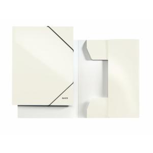 Mape din carton - Mapa LEITZ Wow, carton cu elastic - alb metalizat