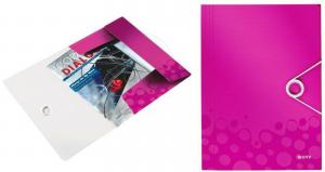 Mape din carton - Mapa LEITZ Wow cu elastic, plastic PP - roz metalizat