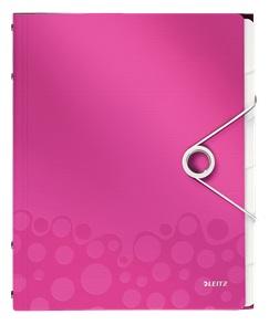 Mape din carton - Mapa LEITZ Wow cu 12 separatoare, PP - roz metalizat